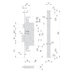 SERRATURA A DOPPIA MAPPA DA INFILARE PER FASCIA PER LEGNO ART. 57215 E 50 (PZ 1)