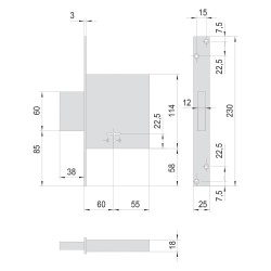 SERRATURA A DOPPIA MAPPA DA INFILARE PER LEGNO ART. 57010 E 60 (PZ 1)