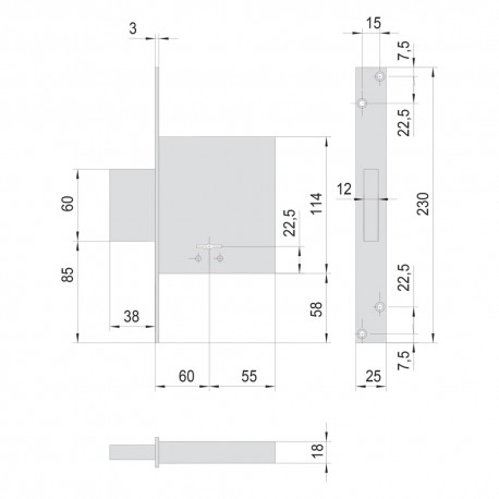 SERRATURA A DOPPIA MAPPA DA INFILARE PER LEGNO ART. 57010 E 60 (PZ 1)
