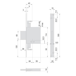 SERRATURA A DOPPIA MAPPA DA INFILARE PER LEGNO ART. 57015 E 60 (PZ 1)