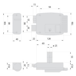 SERRATURA ELETTRICA DA APPLICARE PER FERRO ART. 11761 N7 E 60 Sx (PZ 1)