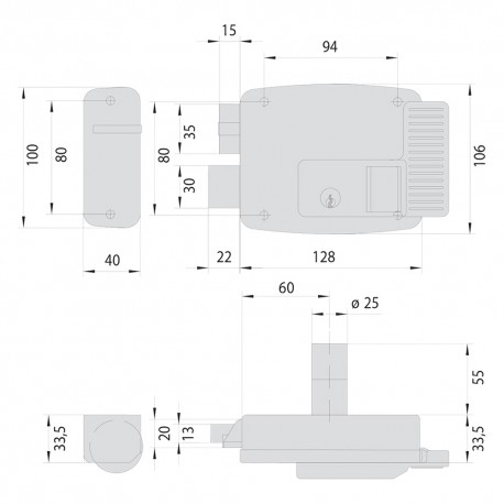 SERRATURA ELETTRICA DA APPLICARE PER FERRO ART. 11761 N7 E 60 Sx (PZ 1)