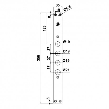 FRONTALE PER SERRATURE PORTE BLINDATE interasse mm 37 - 4 fori (PZ 1)