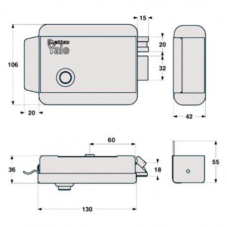 SERRATURA ELETTRICA DA APPLICARE PER PORTA LEGNO ART. 674 Dx - E 60 (PZ 1)