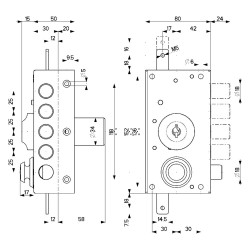 SERRATURA LATERALE ART. 416 416 Dx E 42 - mm 80x152 (PZ 1)
