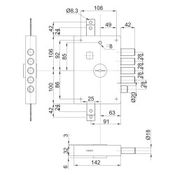 SERRATURA A DOPPIA MAPPA DA APPLICARE ART. 611 Dx E 60 (PZ 1)