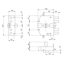 SERRATURA ELETTRICA DA APPLICARE TRIPLICE ART. 682 Dx - cilindro 60 mm (PZ 1)