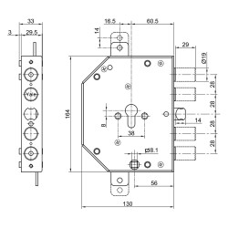 SERRATURA A LEVE PER PORTONCINI BLINDATI ART. Y132 Dx - E60 (PZ 1)
