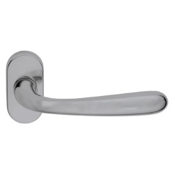 MANIGLIA PORTA BLINDATA ROSETTA OVALE 'GOCCIA' Sx - cromo satinato (PZ 1)