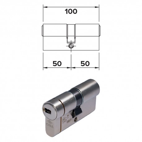 CILINDRO PROFILATO DOPPIO 'ASTRAL TEKNO PRO' mm 45+10+45  100 (50+50) (PZ 1)