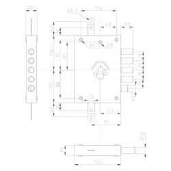 SERRATURA TRIPLICE DA APPLICARE ART. 42 art.42.7 - Sx E 70 mm 152 x 206 (PZ 1)