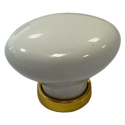 POMOLO PER MOBILI 'OVALE' base oro luc. / fondo bianco senza decoro (PZ 10)
