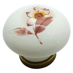POMOLO PER MOBILI 'TONDO' base ott.vecchio / fondo avorio / decoro N.02 (PZ 10)