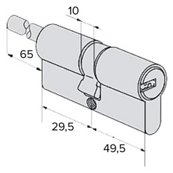 CILINDRO PROFILATO DOPPIO PER POMOLO 'ASIX P8 PRO' mm 49,5+29,5  79 (50/30) (PZ 1)