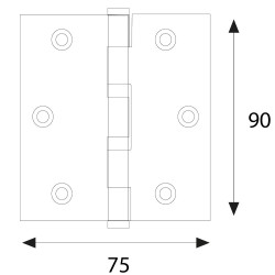CERNIERA CON CUSCINETTI OTTONATA mm 90 x 75 - sp.2,5 (PZ 2)