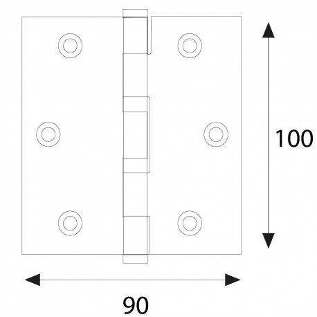 CERNIERA CON CUSCINETTI OTTONATA mm 100 x 90 - sp.3 (PZ 2)