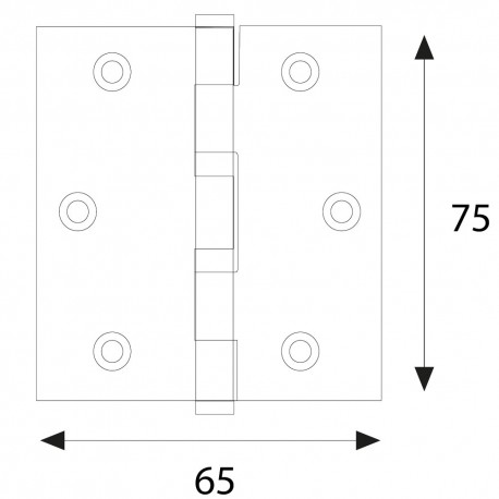 CERNIERA CON CUSCINETTI CROMO SATINATO mm 75 x 65 - sp.2 (PZ 2)