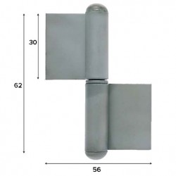 CERNIERA IN ACCIAIO ART.1222 destra - mm 62 x 56 - ali 30 mm (PZ 40)