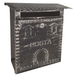 CASSETTA POSTALE 'FRESIA' cm 26x10 x h 29 - argento\nero antico (PZ 1)