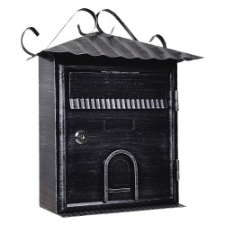 CASSETTA POSTALE 'FIORDALISO' cm 30x10,5x h 36 - argento\nero antico (PZ 1)