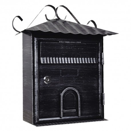 CASSETTA POSTALE 'FIORDALISO' cm 30x10,5x h 36 - argento\nero antico (PZ 1)
