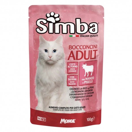 BOCCONCINI PER GATTI 'ADULT' manzo e piselli - gr 100 (PZ 24)