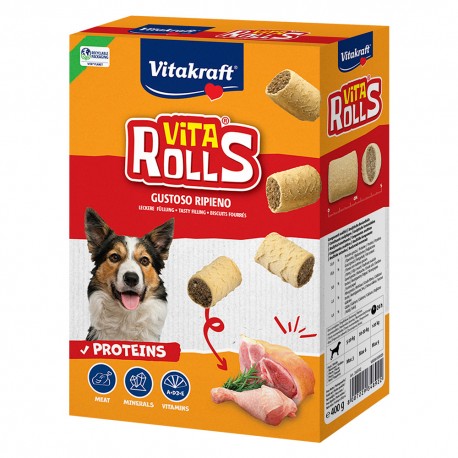 BISCOTTI PER CANE 'vita rolls' alla carne - cf. 400 gr. (PZ 1)