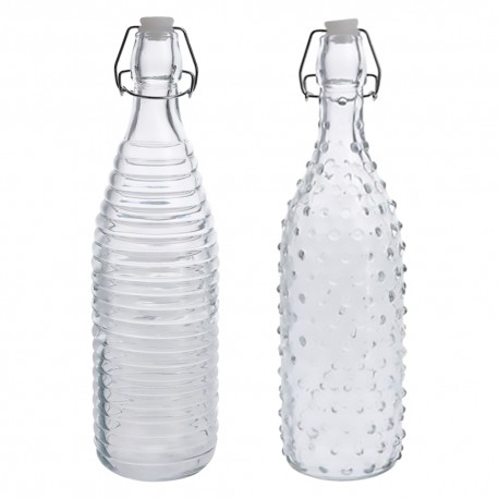 BOTTIGLIA IN VETRO 'DOPPIO DECORO' 1000 ml fondo bianco (PZ 12)
