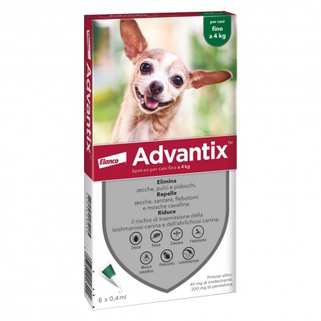 ANTIPARASSITARIO 'ADVANTIX SPOT-ON'  4 kg - 6 pipette ml 0,4 (CF 1)