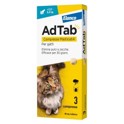 COMPRESSE ANTIPARASSITARIE MASTICABILI 'ADTAB' gatti 2,0 - 8,0 kg / 3 compresse da 48 mg (CF 1)