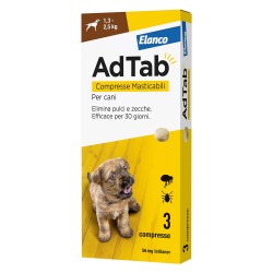 COMPRESSE ANTIPARASSITARIE MASTICABILI 'ADTAB' cani 1,3 - 2,5 kg / 3 compresse da 56,25 mg (CF 1)
