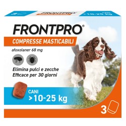 COMPRESSE ANTIPARASSITARIE MASTICABILI 'FRONTPRO' cani da 10 a 25 kg / 3 compresse da 68 mg (CF 1)