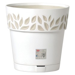 VASO TONDO 'CLOE' Ã¸ 15 x h.15 - bianco/travertino (PZ 1)