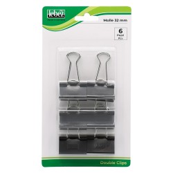 MOLLA FERMACARTE 'DOUBLE CLIP' mm 32 - pezzi 6 (BL 24)