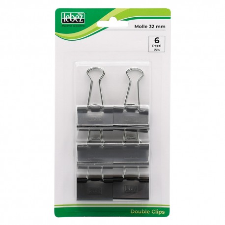 MOLLA FERMACARTE 'DOUBLE CLIP' mm 32 - pezzi 6 (BL 24)