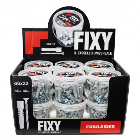 ESPOSITORE TASSELLI NYLON 'FIXY' 12 secchielli da 40 pezzi (CF 1)