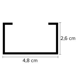 MONTANTE TIPO 'C' PER CONTROSOFFITTI mm 26 x 48 - mt 3 (PZ 10)