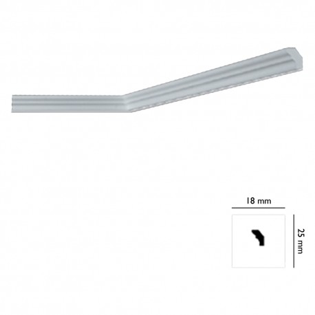 CORNICE DECORATIVA PER SOFFITTO mod. I725 - mm. 18 x 25 x 2 mt (PZ 200)