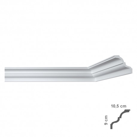 CORNICE DECORATIVA PER SOFFITTO mod. I777 - mm 105 x 90 x 2 mt (PZ 45)