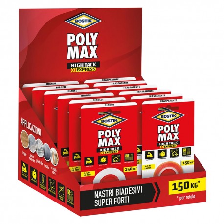 ESPOSITORE NASTRO BIADESIVO 'POLY MAX HIGH TACK EXPRESS' totale 12 blister (CF 1)
