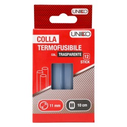COLLA TERMOFUSIBILE 'UNK' mm 100 - Ã¸ mm 11,2 - trasparente pz 12 (CF 1)