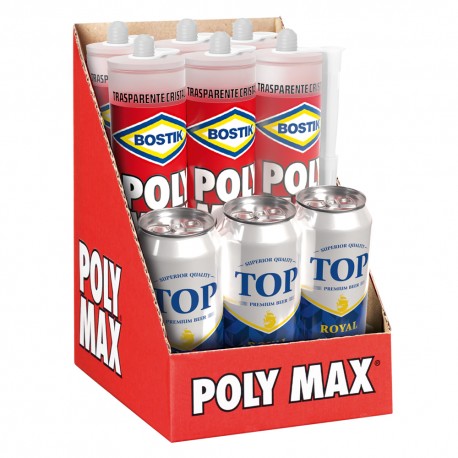 ESPOSITORE ADESIVO SIGILLANTE UNIVERSALE 'POLY MAX' ORIGINAL EXPRESS 6 pz da gr 500 con 3 birre da 500 ml omaggio (CF 1)
