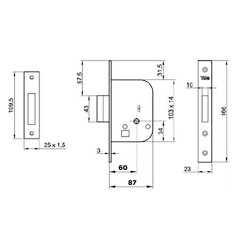 SERRATURA DA INFILARE PER PORTA LEGNO '563' E60 - bordo quadro / 2 mandate (PZ 1)