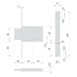 SERRATURA A DOPPIA MAPPA DA INFILARE PER FASCIA PER FERRO ART. 57013 E 70 (PZ 1)