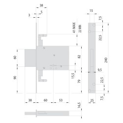 SERRATURA A DOPPIA MAPPA DA INFILARE PER FASCIA PER FERRO ART. 57016 E 60 (PZ 1)