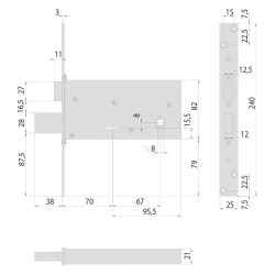 SERRATURA A DOPPIA MAPPA DA INFILARE PER FASCIA PER FERRO ART. 57313 E 70 (PZ 1)