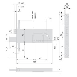 SERRATURA A DOPPIA MAPPA DA INFILARE PER FASCIA PER FERRO ART. 57358 E 90 (PZ 1)