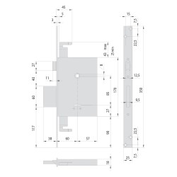 SERRATURA A DOPPIA MAPPA DA INFILARE PER LEGNO ART. 57255 E 60 (PZ 1)