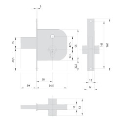 SERRATURA DA INFILARE PER FERRO ART. 42312 E50 - 1 mandata (PZ 2)
