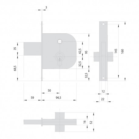 SERRATURA DA INFILARE PER FERRO ART. 42312 E50 - 1 mandata (PZ 2)